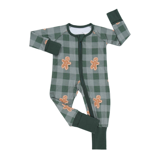 Green Checkered Gingerbread Romper